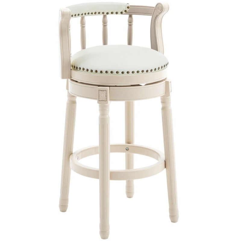 Leather Wooden Bar Stool|Blue|White|Counter Height (24″-27″)|Bar Height (28″-30″)