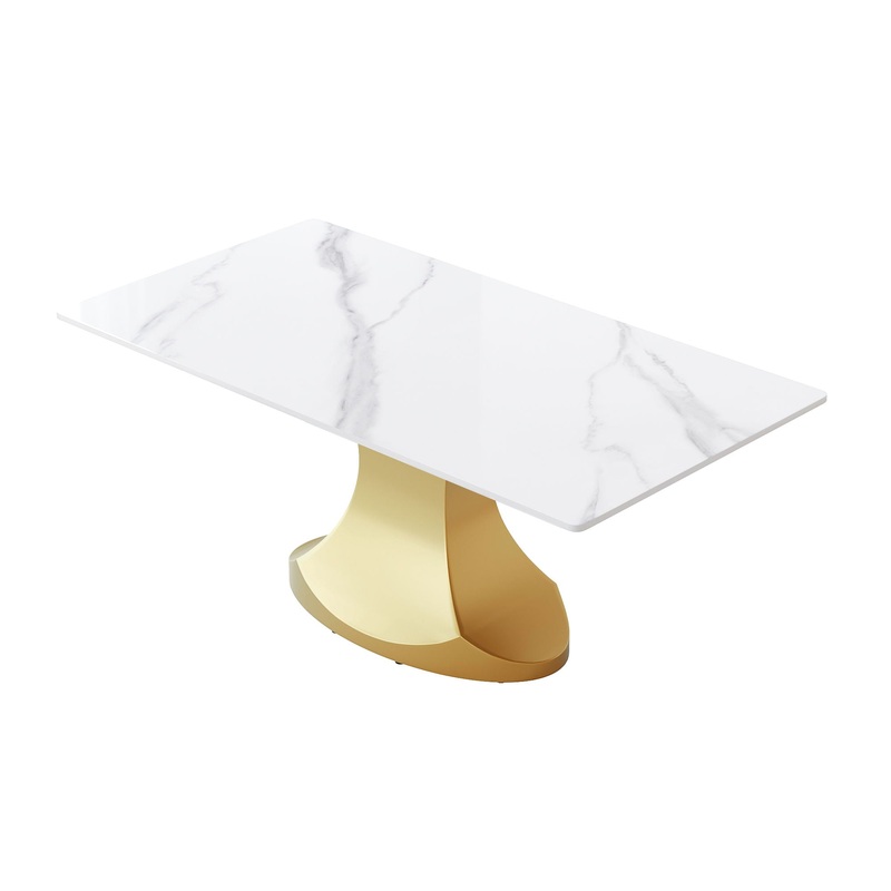 Modern Artificial Stone Panel Stainless Steel Curved Legs, Can Accommodate 6 – 8 People