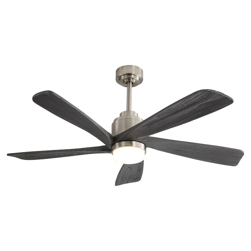 Modern Ceiling Fan With Dimmable LED Light 5 Solid Wood Blades Remote Control Reversible Dc Motor With Smart App Control – Nickel