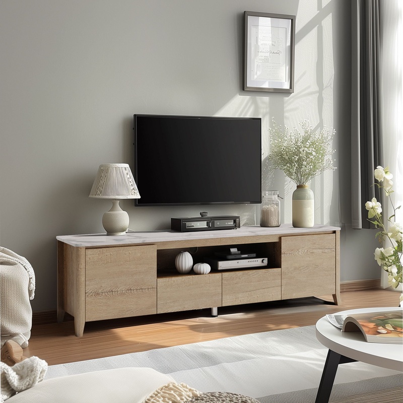 Modern TV Stand With LED Lights Entertainment Center TV Cabinet With Storage For Up To 75 For Gaming Living Room Bedroom