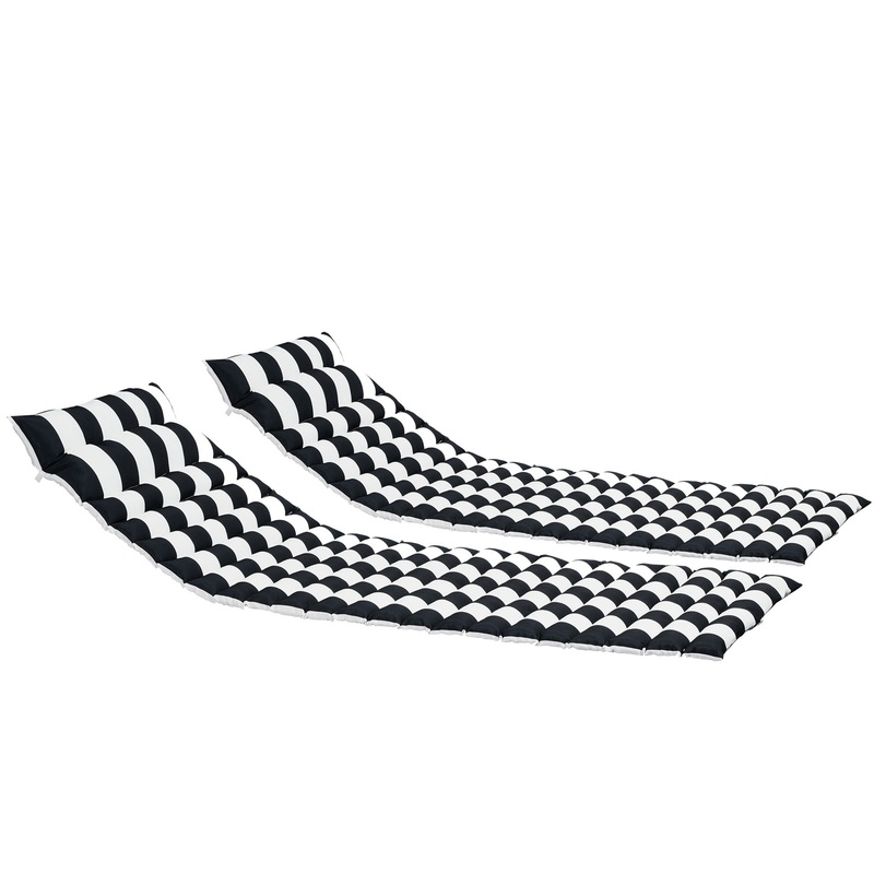 Outdoor Lounge Chairs (Set of 2), Cushion Replacement Patio Funiture Seat Cushion Chaise Lounge Cushion – Black / White