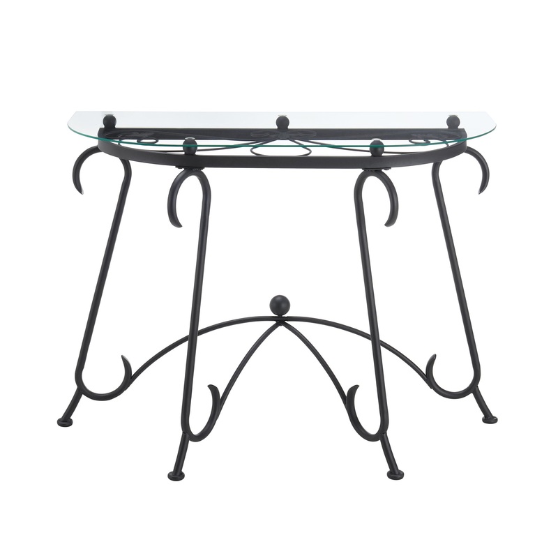 Tempered Glass Surface Console Table Coffee Table With Sturdy Construction For Living Room (Rustic) – Black