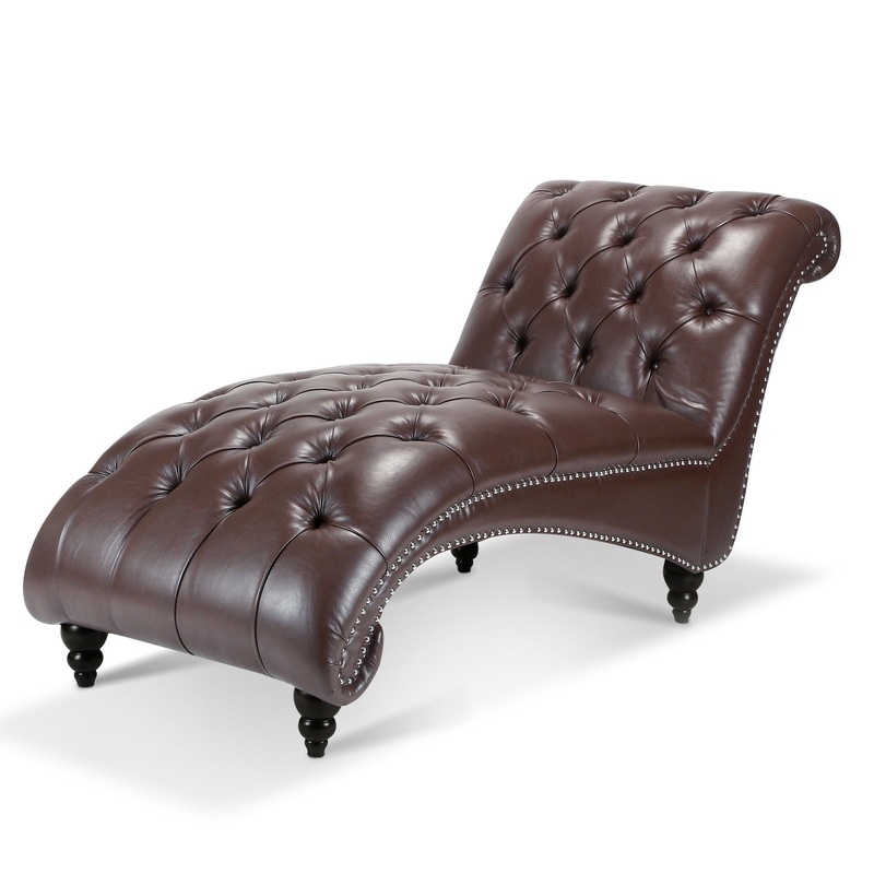 Tufted Armless Chaise Lounge|Light Brown|Black|Dark Brown