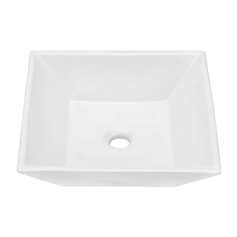 16 6 Modern European Square Vessel Sink Glossy Porcelain Bathroom Vanity Top Above Counter Ceramic Basin – White
