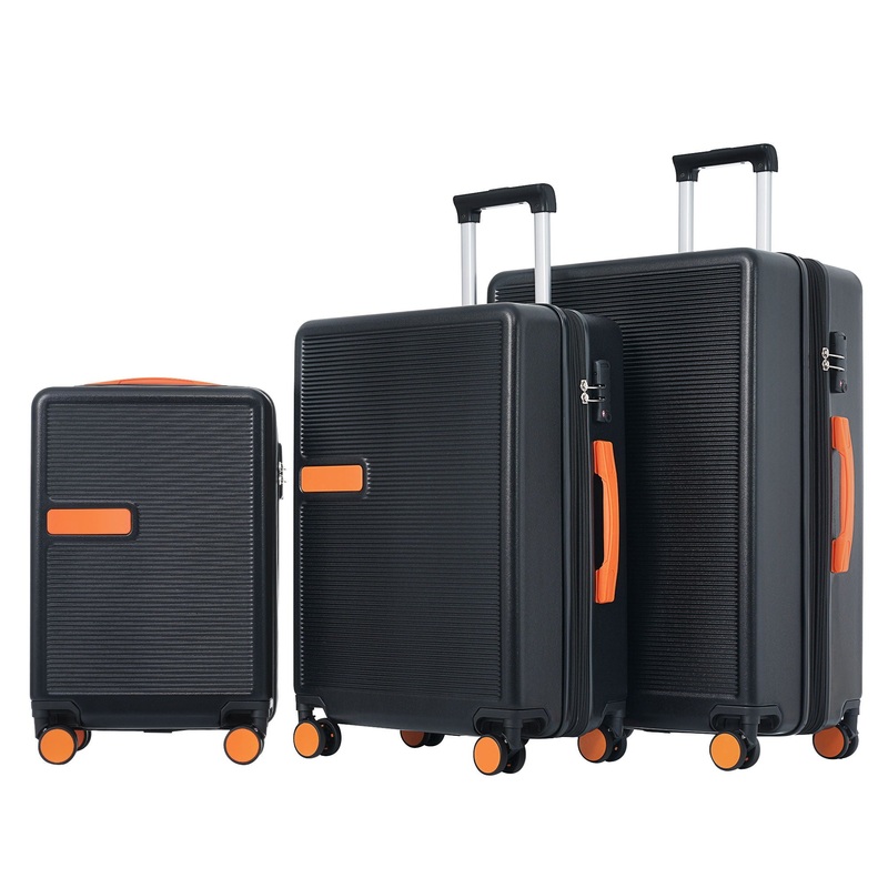 Contrast Color 3 Piece Luggage Set Hardside Spinner Suitcase With Tsa Lock 20 24′ 28 Available