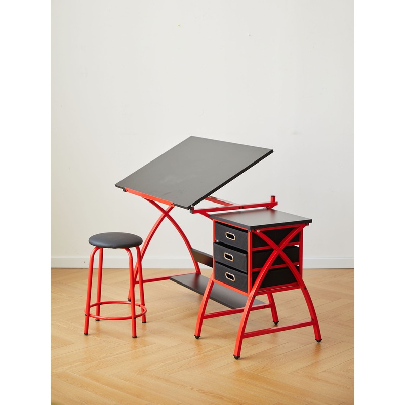 Drafting Table With Stool|Red