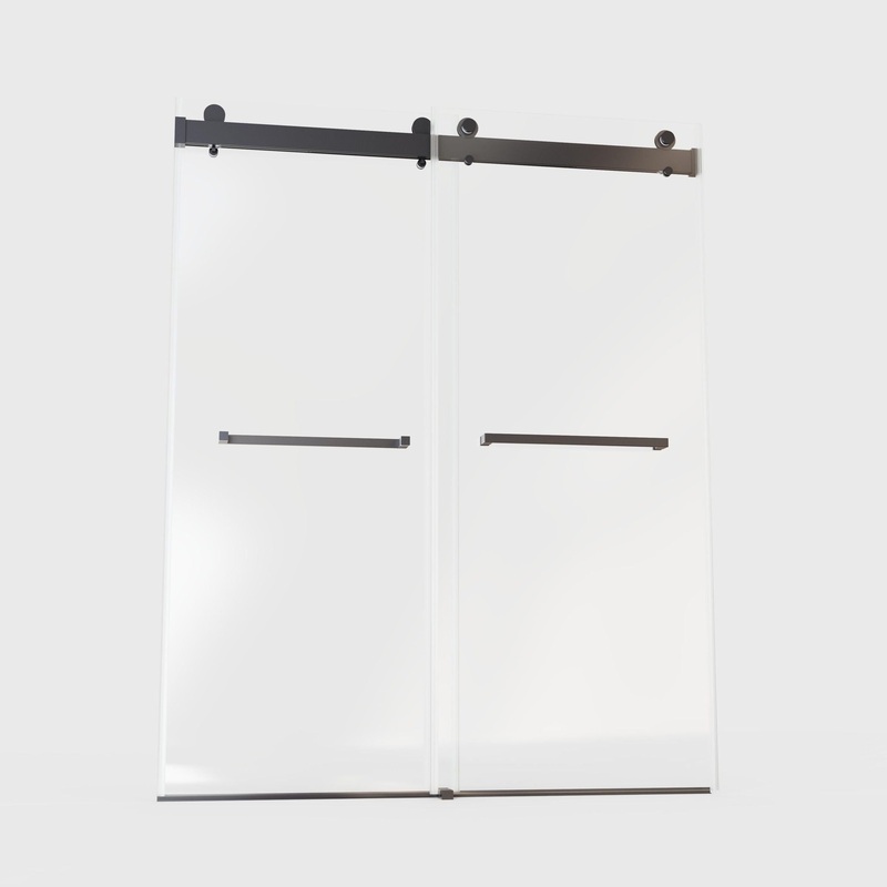 Frameless Double Sliding Soft-Close Shower Door, 3 / 8 (10Mm) Thick SGCC Tempered Glass Door, Matte