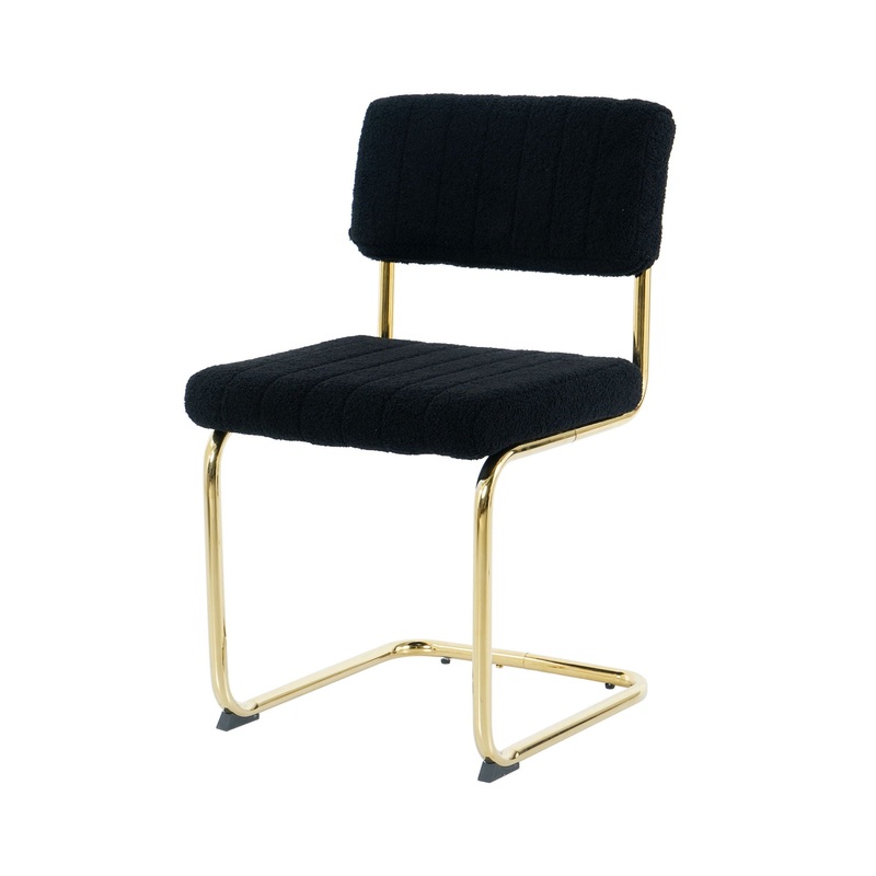 Modern Light Luxury Dining Chair With Metal Legs And Bow Design