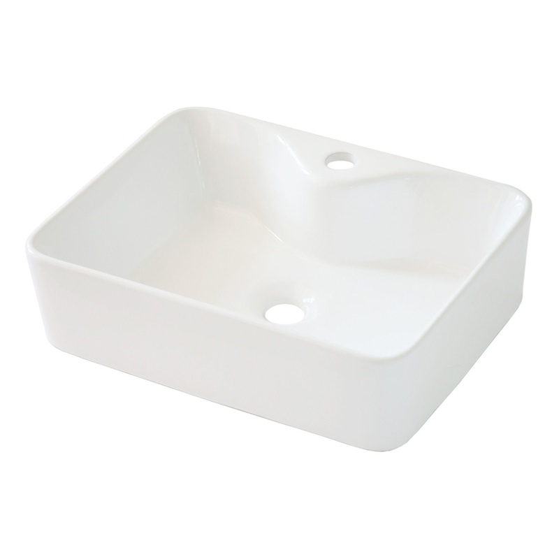 Modern Rectangular Vessel Sink Stain Resistant Porcelain Bathroom Vanity Basin European Glossy Above Counter Design – White