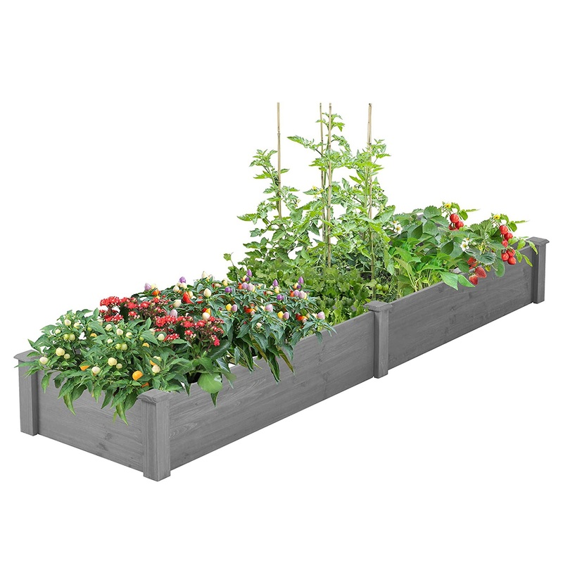 Outdoor Raised Garden Bed|Dark Gray|48″W x 48″D x 10″H|96″W x 28″D x 10″H