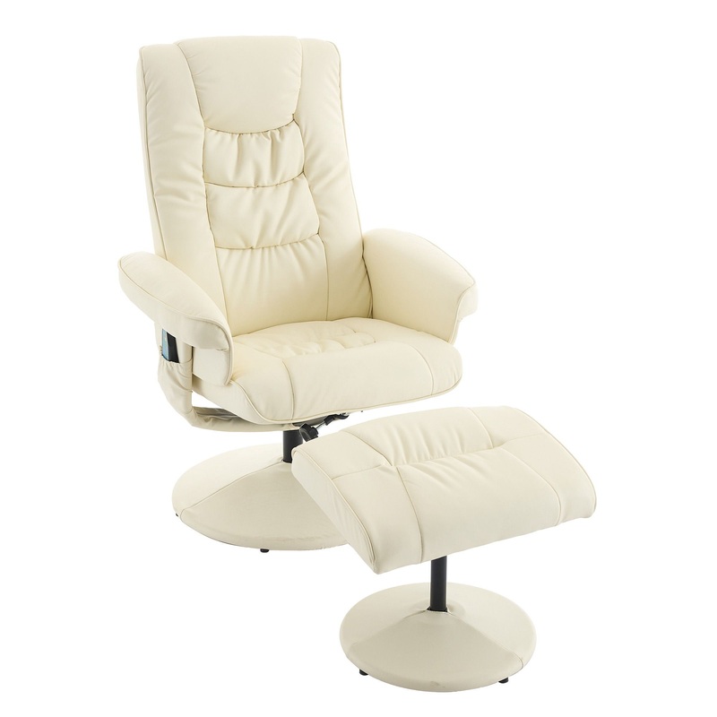 Recliner Chair With Ottoman, 360 Swivel Massage Lounge Chair With 5-Point Vibration & Heated Seat