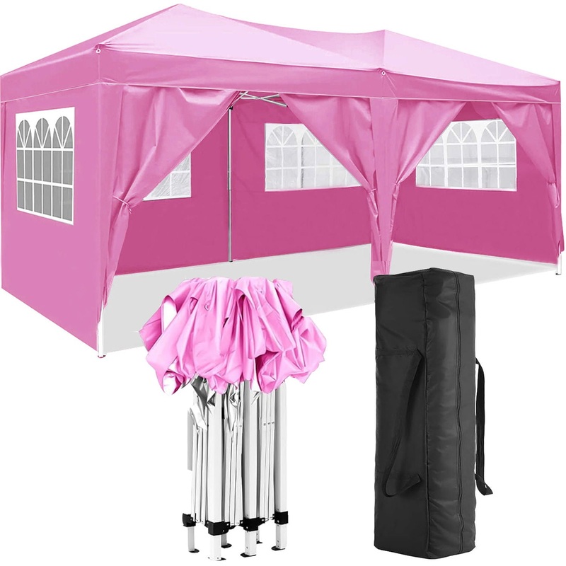 10’X20′ Folding Canopy With 6 Removable Sidewalls Outdoor Event Shelter UPF 50+ Gazebo Portable Tents For Parties Beach Camping Wedding Ez Pop Up Canopy
