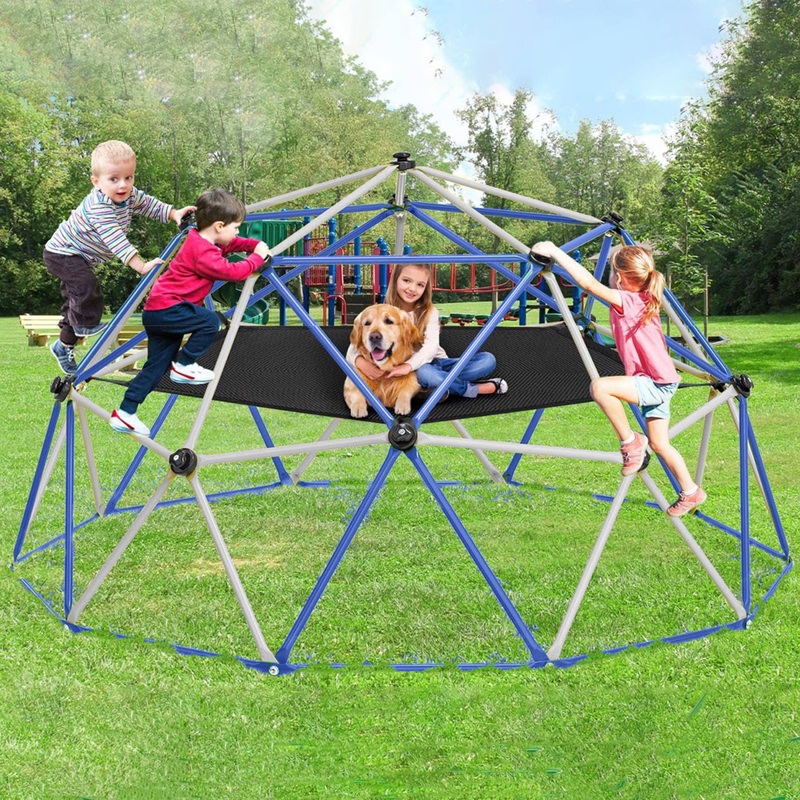 10Ft Climbing Dome For Kids Jungle Gym Apply To Park Dome Climber With Hammock Playground Equipment – Colorful