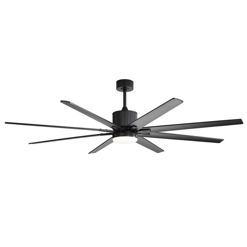Ceiling Fan With 18W Dimmable Led Light Remote Control 8 Solid Wood Blades For Living Room – Black