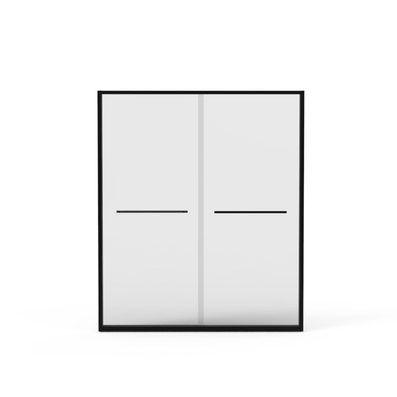 Frame Double Sliding Shower Door, Bypass Bathroom Sliding Door With Premium Clear Tempered Glass, Hardware Sliding Glass Shower Enclosure – Matte Black