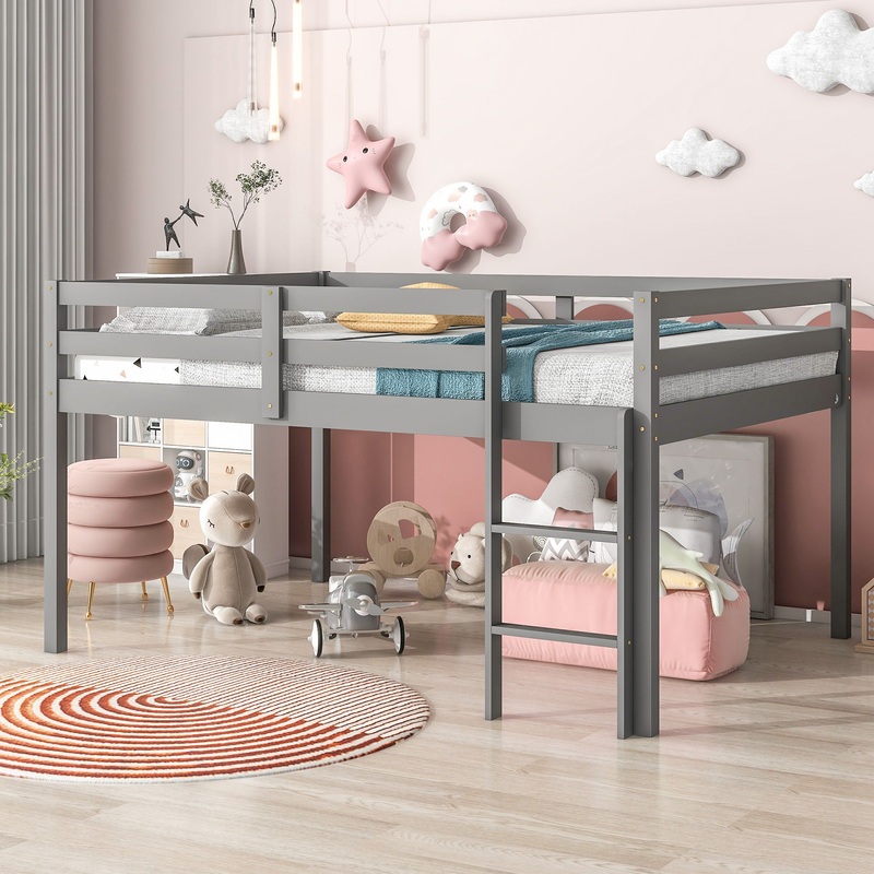 Full Loft Bed|White|Dark Gray|Full