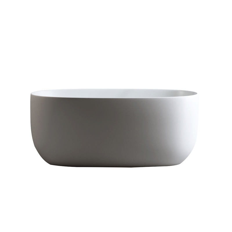 Independent Solid Surface Resin Stone Bathtub, A Modern Designed Independent Bathtub With Pop-Up Drainage And Overflow Pipes, Suitable For Small Households – Matte White