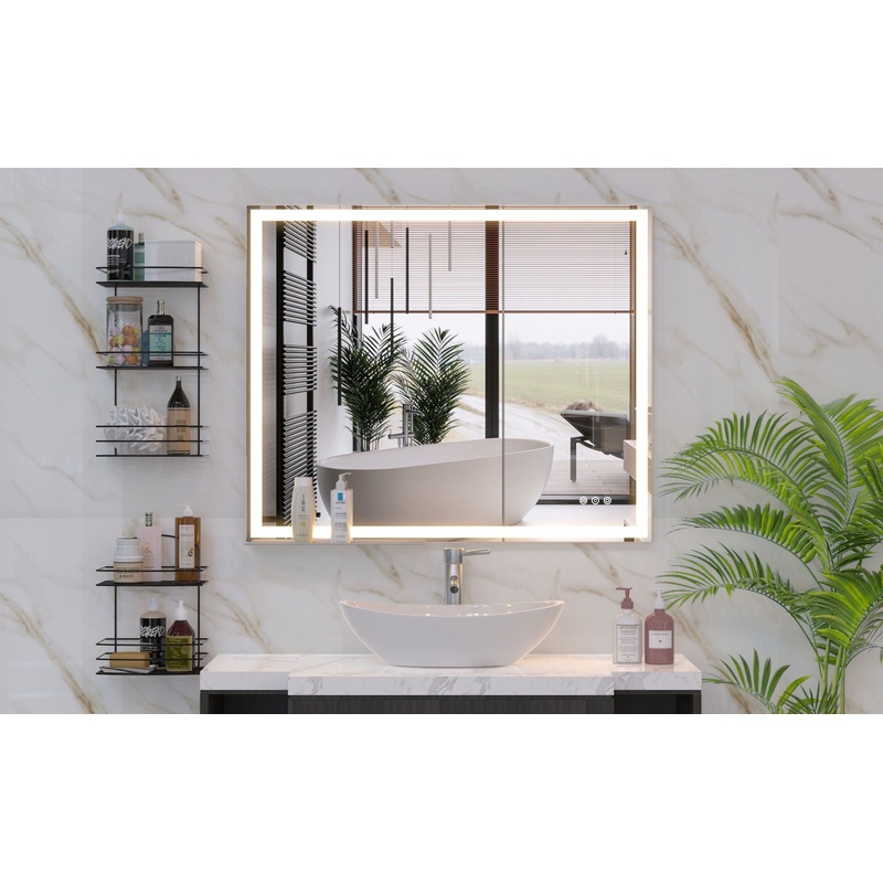 LED Bathroom Vanity Mirror Wall Mounted Adjustable White / Warm / Natural Lights Anti-Fog Touch Switch With Memory Modern Smart Large Bathroom Mirrors