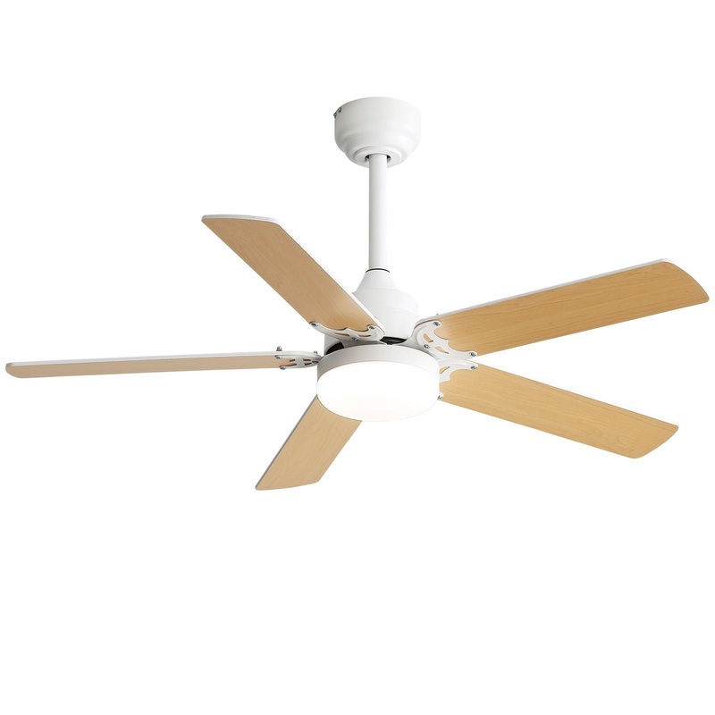 Modern Ceiling Fan With 3 Color Dimmable Light 5 Blades Remote Control Reversible Dc Motor – White