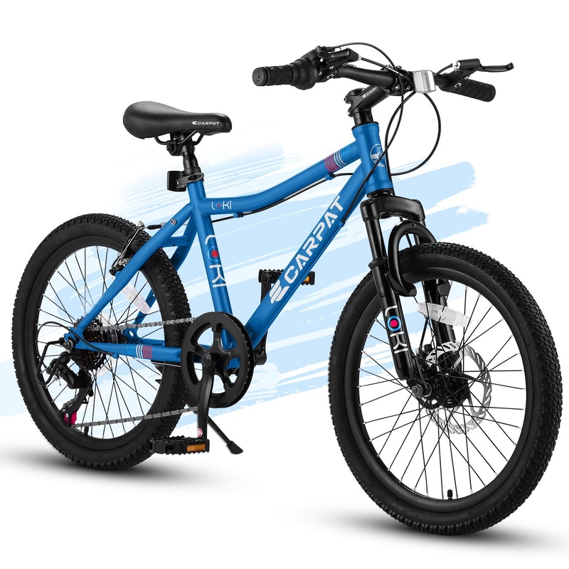 S20101 20 Kids’ Bike, Boys Girls Mountain Bike Ages 8-12, 7 Speed Teenager Children Kids’ Bicycles, Front Suspension Disc Brake Rear V-Brake, High Steel Frame
