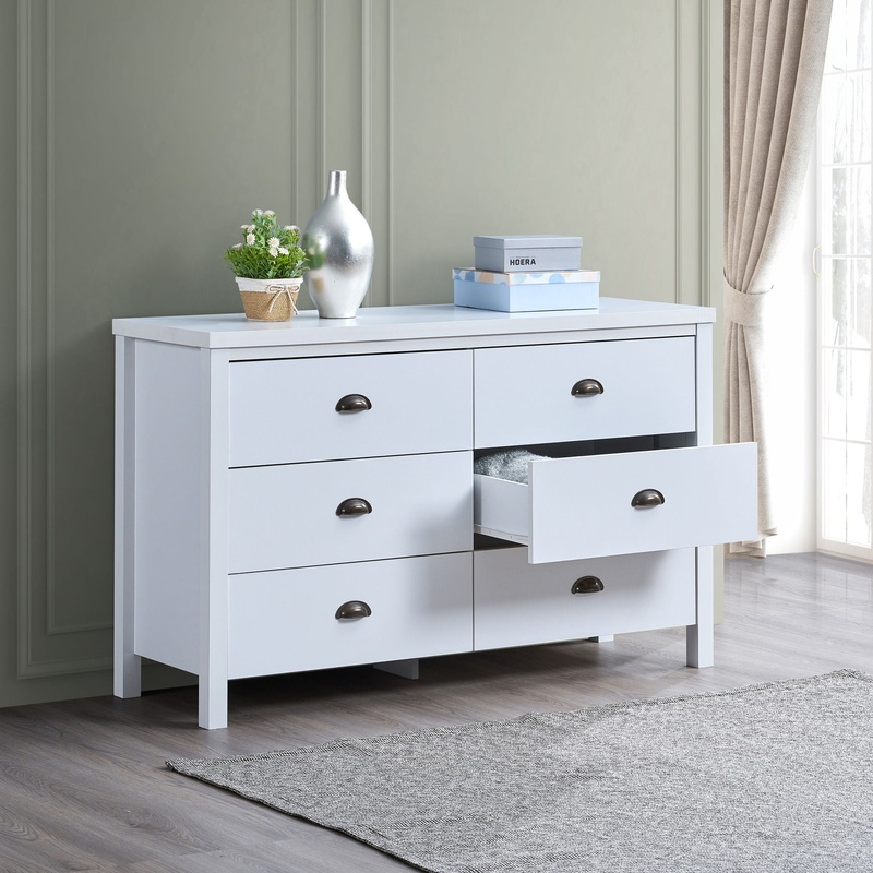 Safari – 6 Drawer Master Dresser With Interlock Drawer Feature Drawer Slide And Interlock Pre-Assembly, Wide Dressers For Bedroom 6 Deep Drawers For Closet Organizer – Classic White