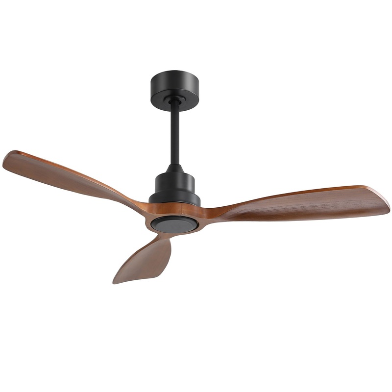 48 Ceiling Fan Without Light, 3 Solid Wood Blades Outdoor Ceiling Fan 6 – Speed Reversible DC Motor For Living Room – Black