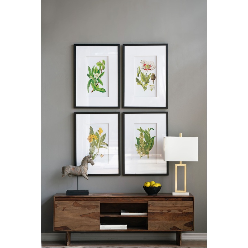 Botanical Flower Wall Art, Home Decor For Living Room Dining Room, Bedroom, Hallway (Set of 4) – White / Blue
