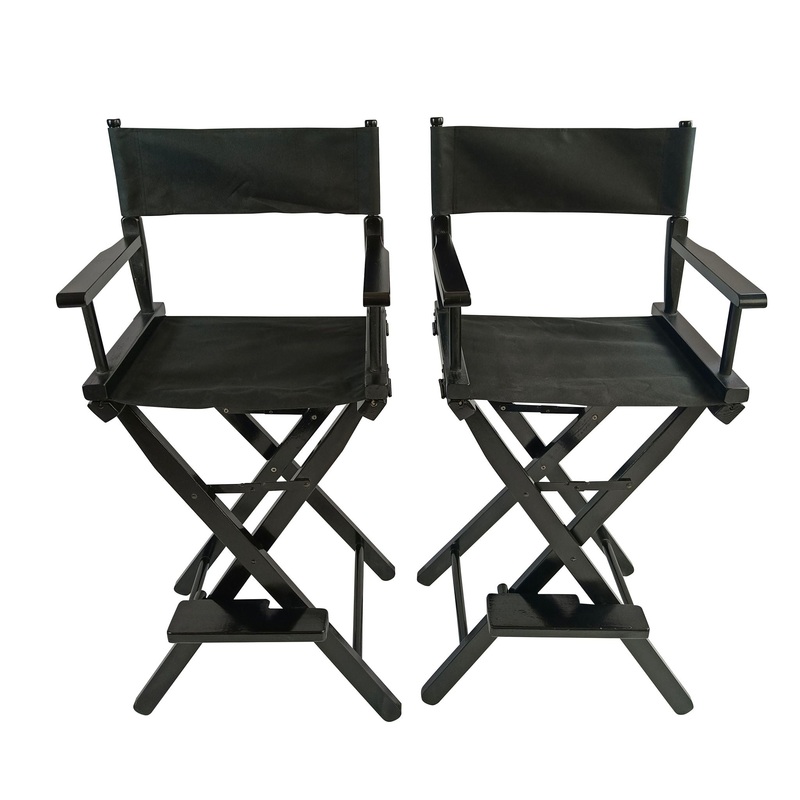 Casual Home Director’s Chair, Foldable Style, Suitable For Adults (Set of 2) – Black