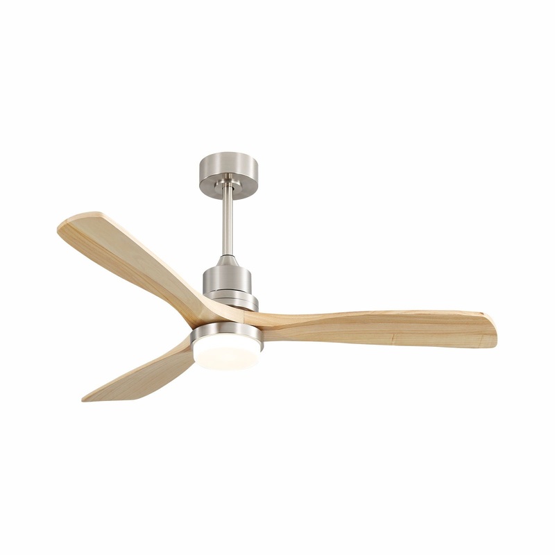 Ceiling Fan With Dimmable LED Light 6 Speed Remote 3 Wood Blade Reversible DC Motor For Bedroom – Brushed Nickel