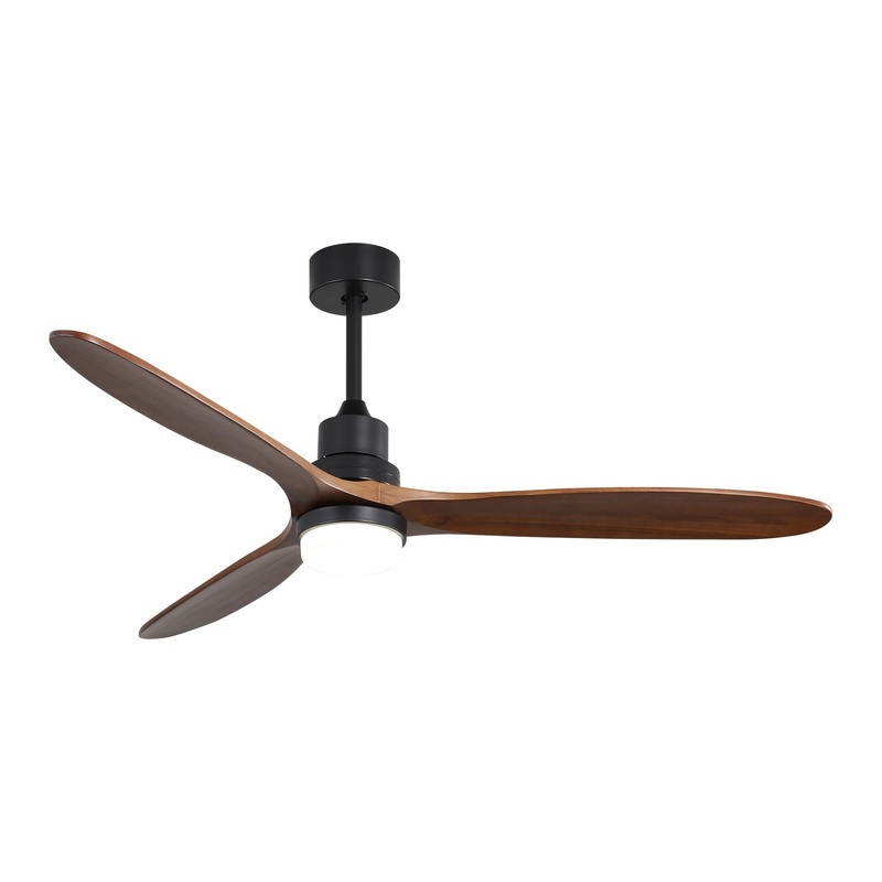 Ceiling Fan With Lights 3 Solid Wood Fan Blade Noiseless Reversible Motor Remote Control – Black