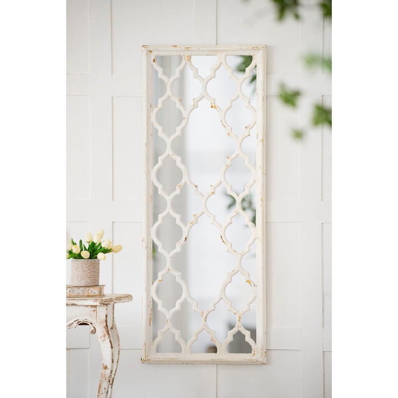 Distressed Floor Mirror, Full Body Mirror For Bathroom Bedroom Living Room – White