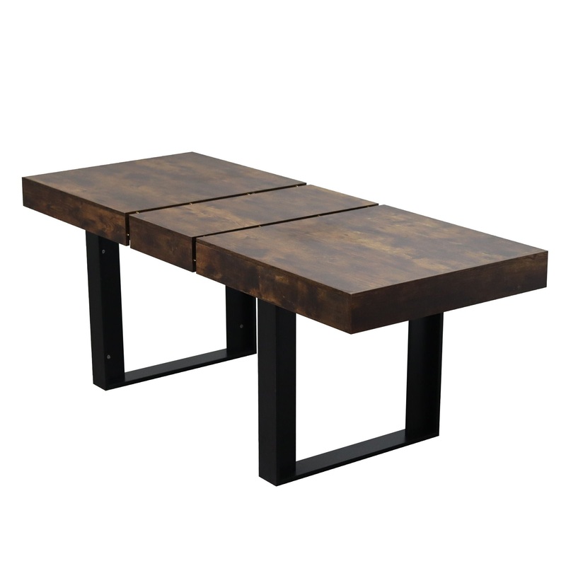 Extendable Dining Room Table For 6 8 10, Modern Farmhouse Wooden Kitchen Expanding Table, Long Large Expandable Dining Room Conference Table – Deep Rustic Brown
