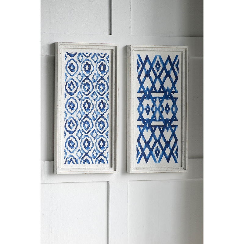 Hanging Sculptures, Modern Wall Art Decor (Set of 2) – White / Blue