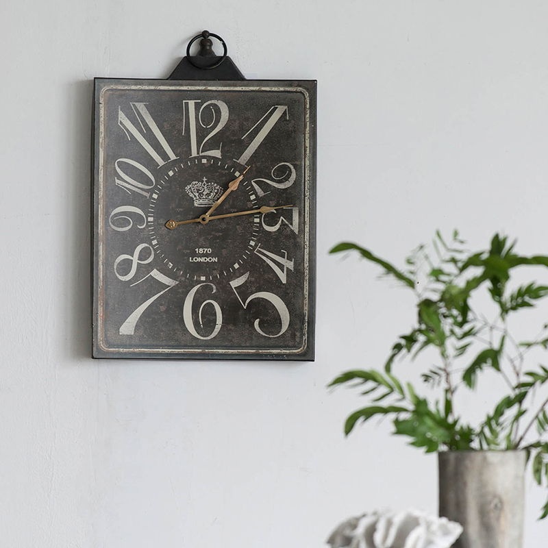 Large Vintage Rectangular Wall Clock With Numerals, Home Decor Accent Clock – White / Black