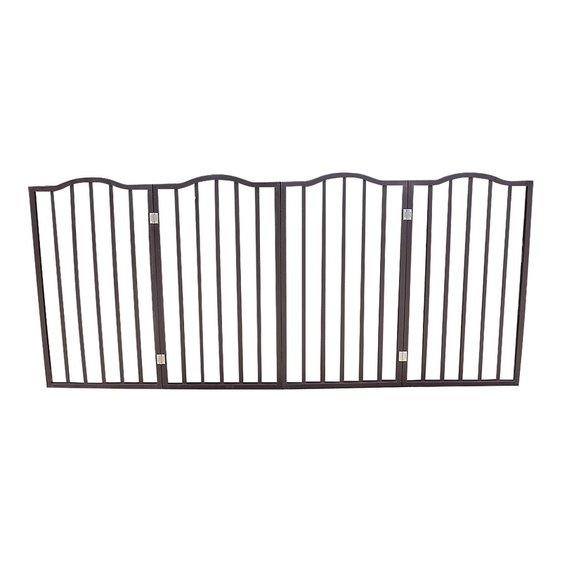 Pet Gate Dog Gate For Doorways, Stairs Or House Freestanding, Folding – Dark Brown