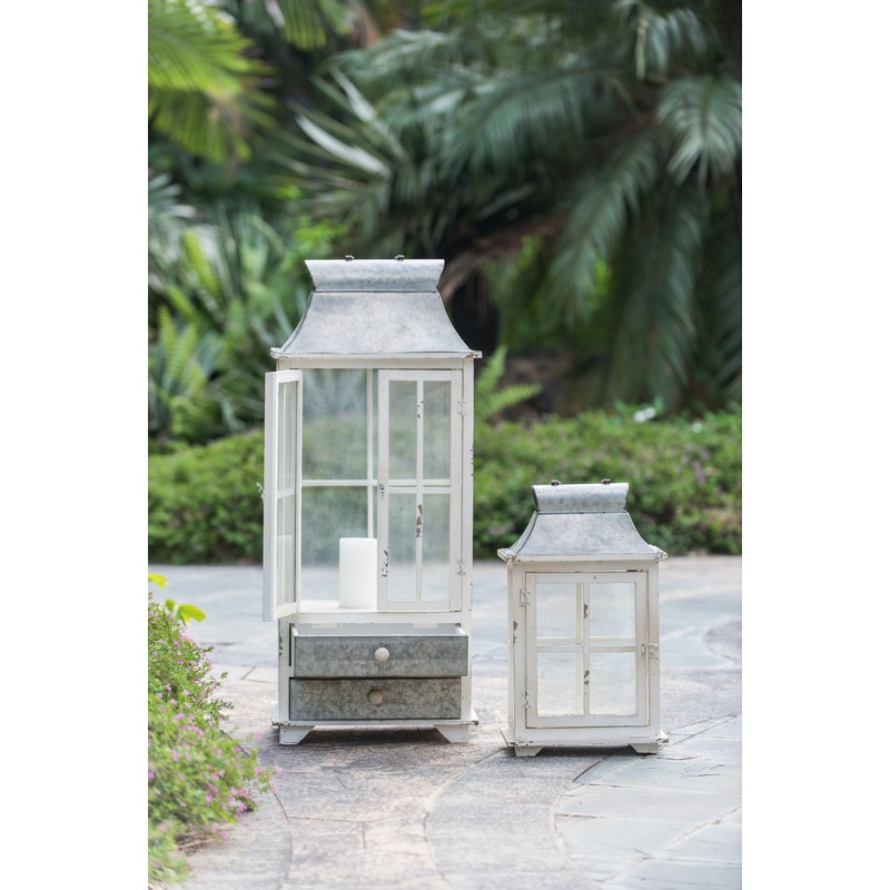 Wooden Candle Lantern Decorative, Hurricane Lantern Holder Decor For Indoor Outdoor, Home Garden Wedding – Ivory