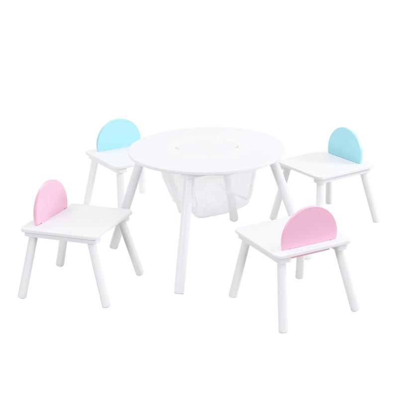 Children’s Panel Table With 4 Chairs – White