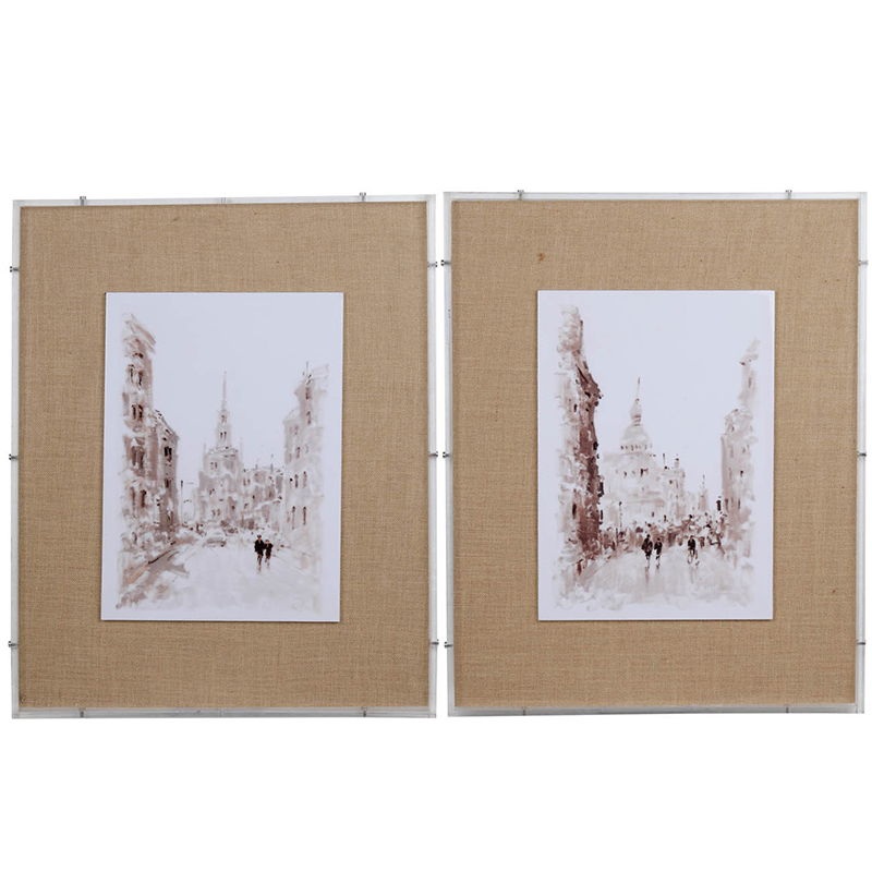 European Cities Watercolor Framed Prints (Set of 2) – Brown