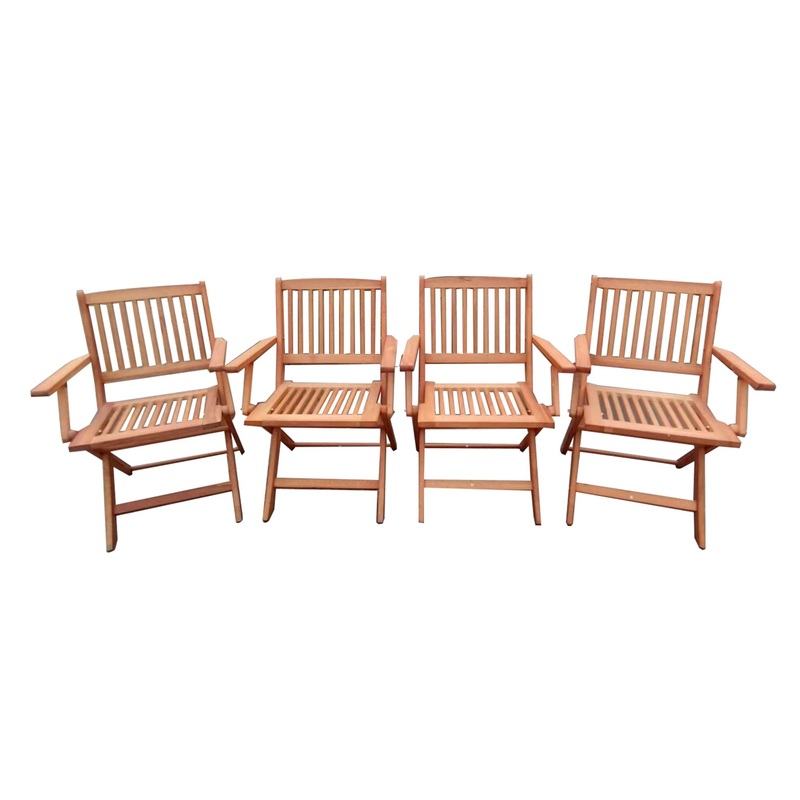 Foldable Patio Dining Set, Folding Chairs, Indoor And Outdoor Universal (Set of 4) – Teak