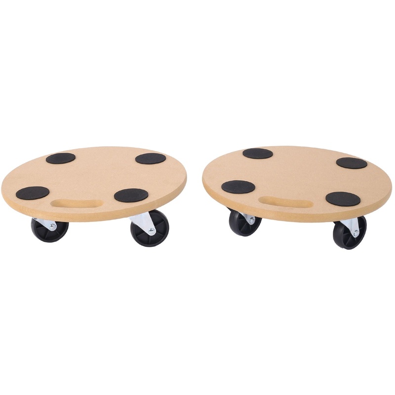 Furniture Moving Dolly, Heavy Duty Wood Rolling Mover With Wheels For Piano Couch Fridge Heavy Items, Securely Holds 500 Lbs (2 Piece Round Platform) – Natural
