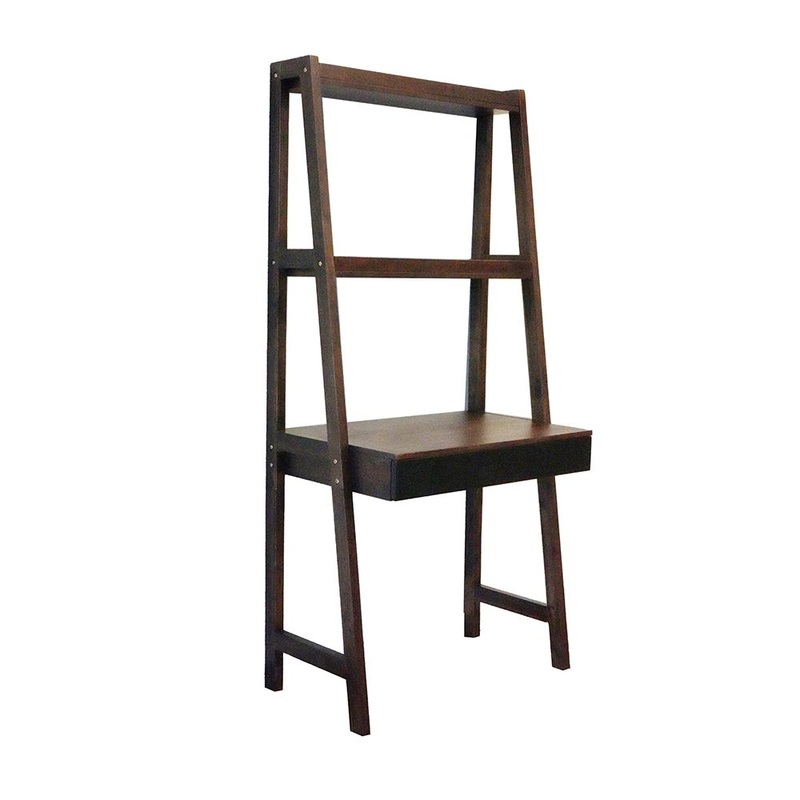 Ladder Desk, Ladder Style Display Shelf – Natural Wood / Brown