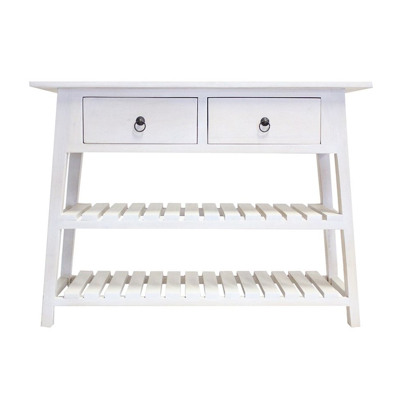 Mahogany Wood Console Table – Natural / White