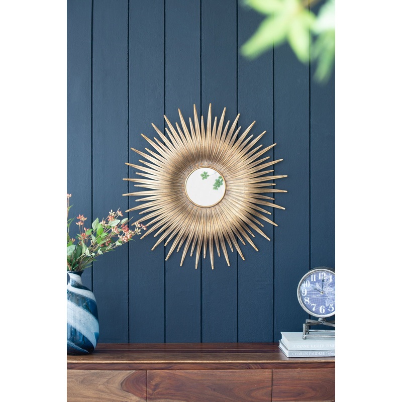 Retro DesignSunburst Metal Wall Mirror Decorative Mirror For A Bedroom Dressing Room, Hallway Or Living Space – Gold