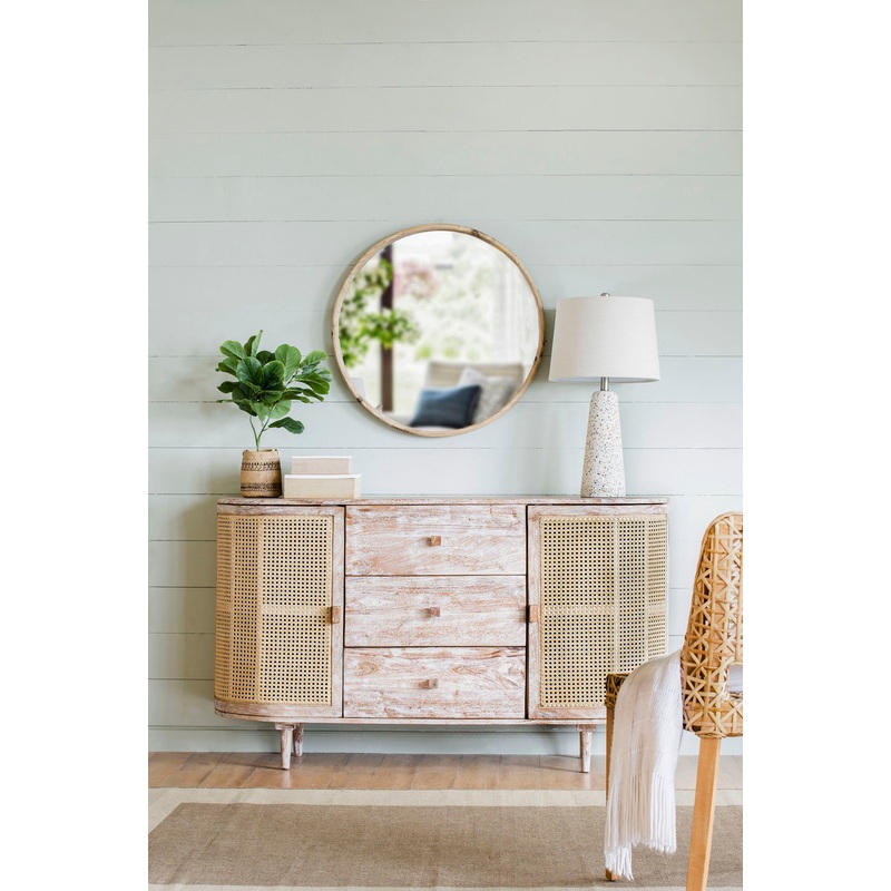 TV Console With Cane Doors – Multicolor