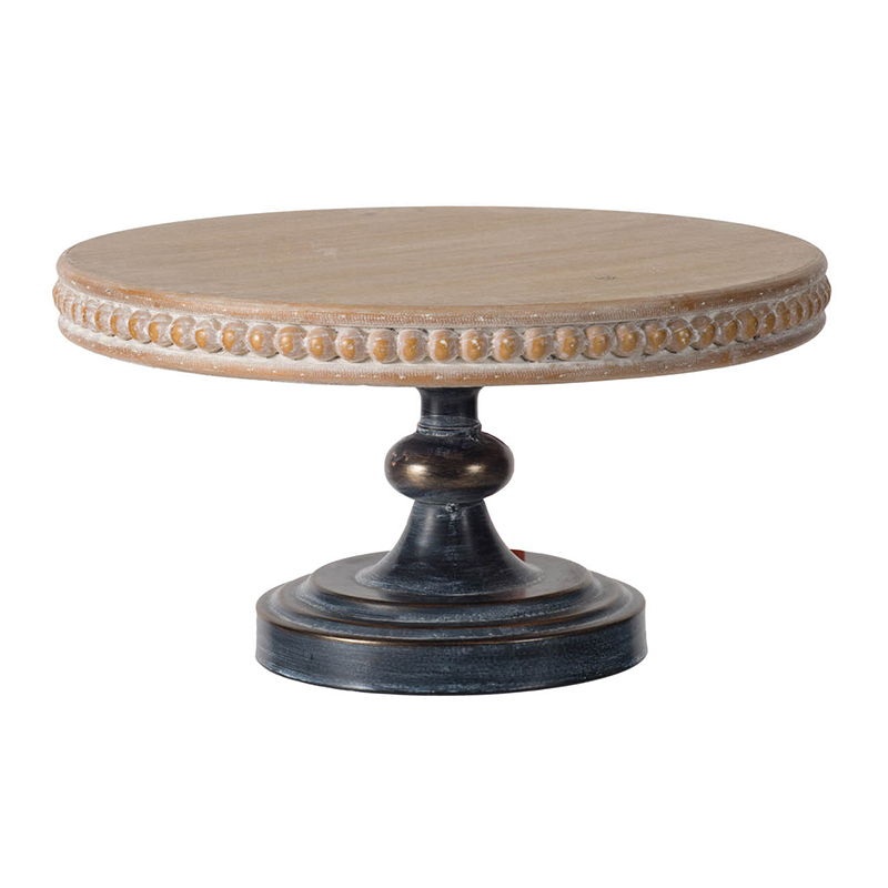 Wooden Display Stand With Beaded Trim – Black Brown