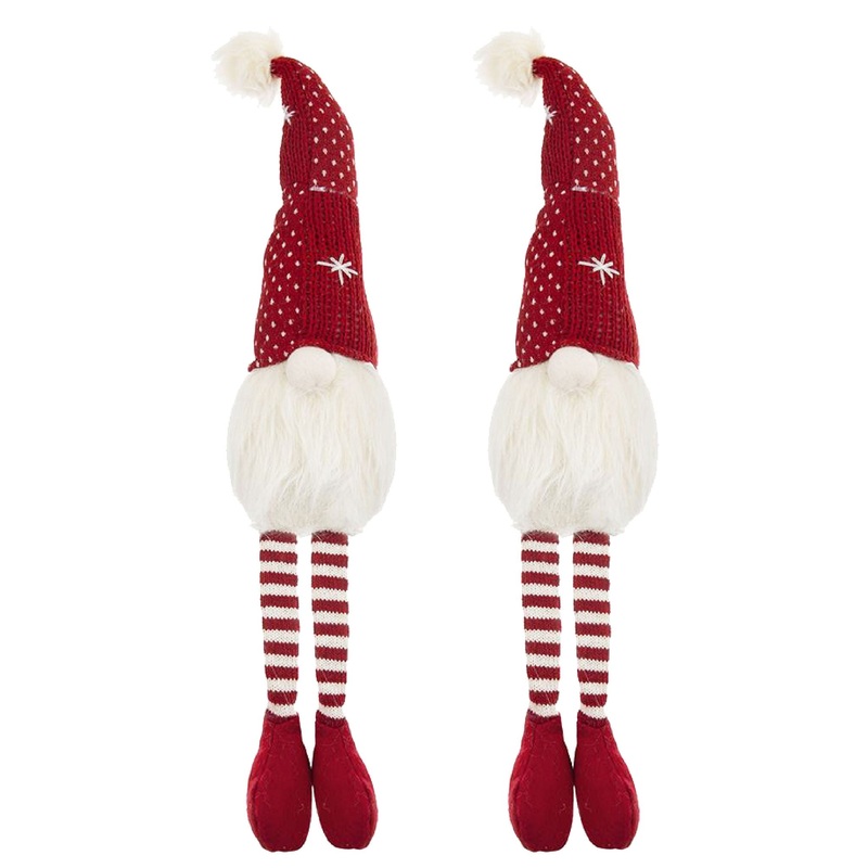 Christmas Gnomes Decorations, Christmas Table Home Ornaments For Holiday Party Gifts (Set of 2) – White / Red