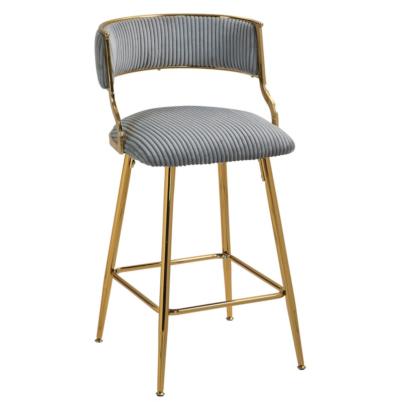 Counter Height Bar Stools With Powder Coating Base And Footrest (Set of 2) – Beige