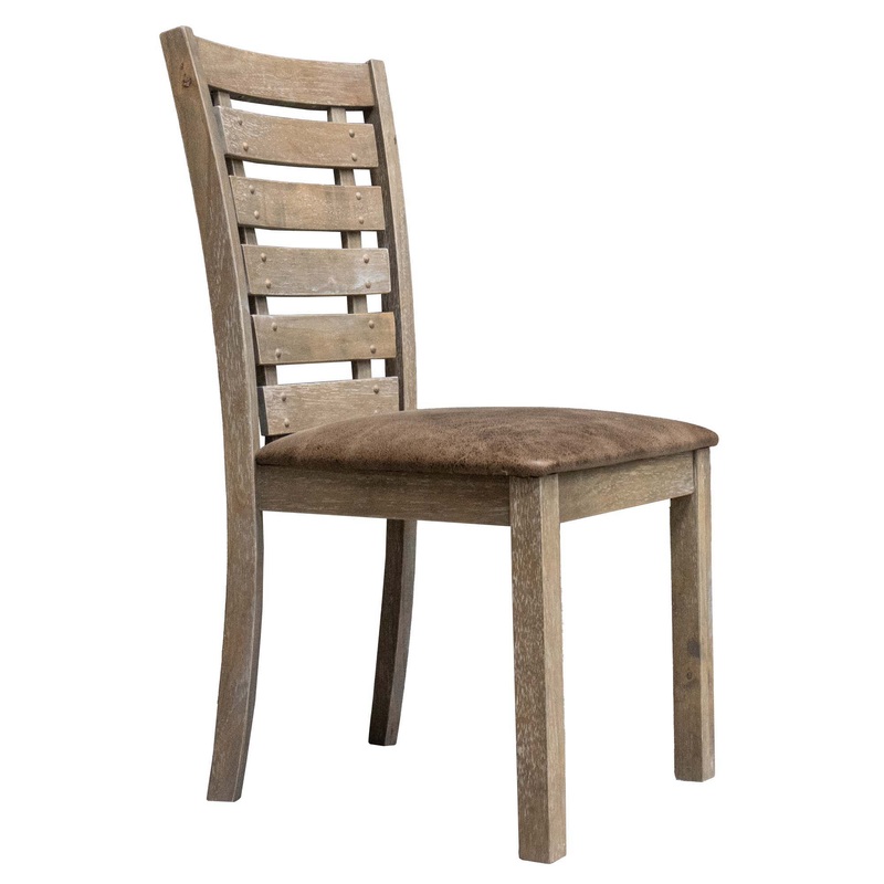 Dining Chairs Modern Farmhouse Rustic Look Distressed Design Ladderback Solid Wood (Set of 2) – Grayish Brown