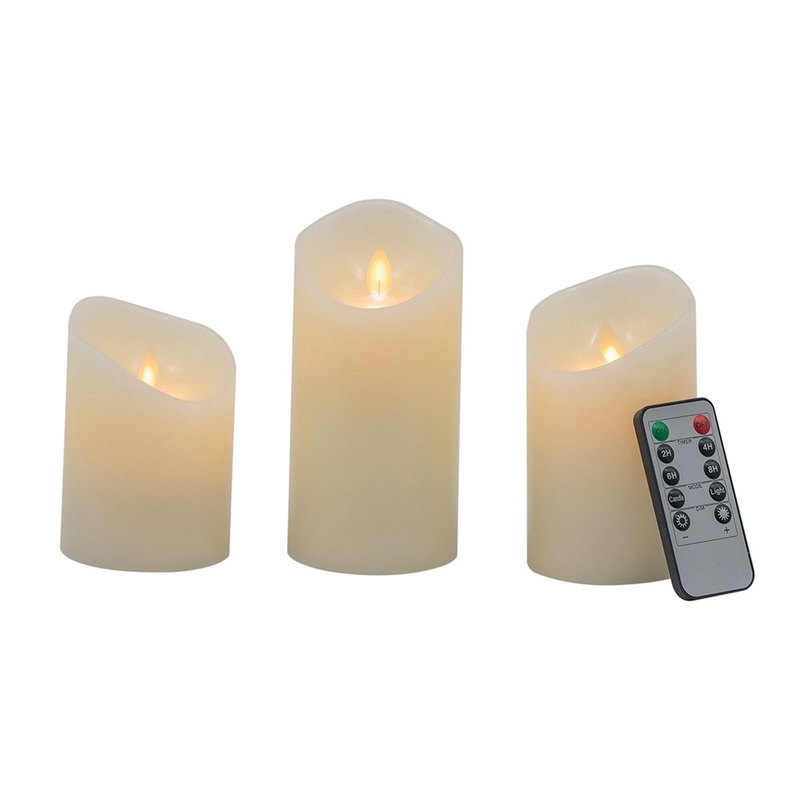 Flickering LED Candles With Remote Timer (Set of 3) – Ivory