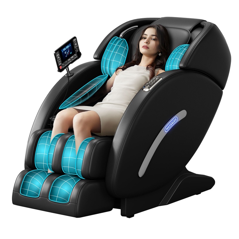Full Body Massage Chair, Full Body Zero Gravity With 3D Massage Mechanism, 6 Auto Massage Mode, Waist And Calf Heater, Foot Roller, Bluetooth Speaker – Black